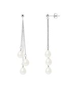 Boucles d'oreilles en Or Blanc Trio Perles d'Eau Douce Poires blanc naturel