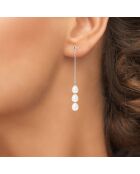 Boucles d'oreilles en Or Blanc Trio Perles d'Eau Douce Poires blanc naturel