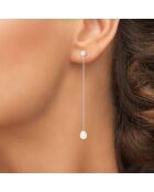Boucles d'oreilles en Or Blanc Double Perles d'Eau Douce Bouton blanc naturel