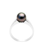 Bague Jonc Prestige en Argent Perle de Tahiti Ronde noire