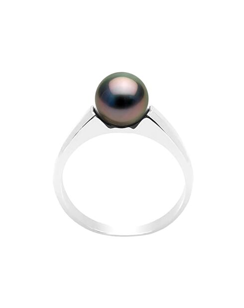 Bague Jonc Prestige en Argent Perle de Tahiti Ronde noire