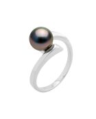 Bague Jonc Prestige en Argent Perle de Tahiti Ronde noire