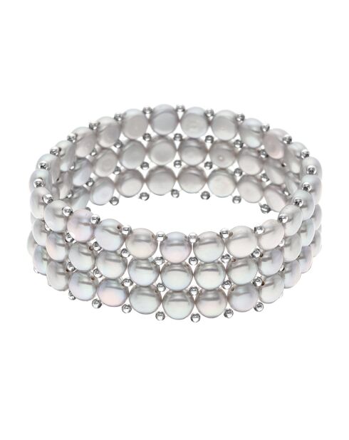 Bracciale a 3 file di perle d'acqua dolce grigio perla