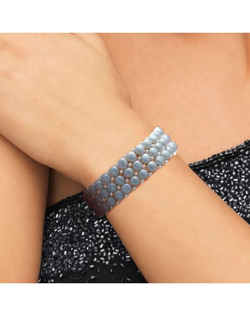Bracciale a 3 file di perle d'acqua dolce grigio perla