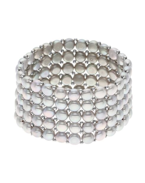 Bracciale a 5 file di perle d'acqua dolce grigio perla