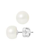 Boucles d'oreilles en Or Blanc Perles d'Eau Douce Boutons blanc naturel