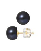 Orecchini in oro giallo con perle d'acqua dolce Bottoni neri