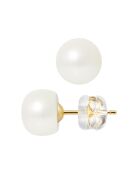 Orecchini in oro giallo con perle d'acqua dolce Bottoni bianchi naturali