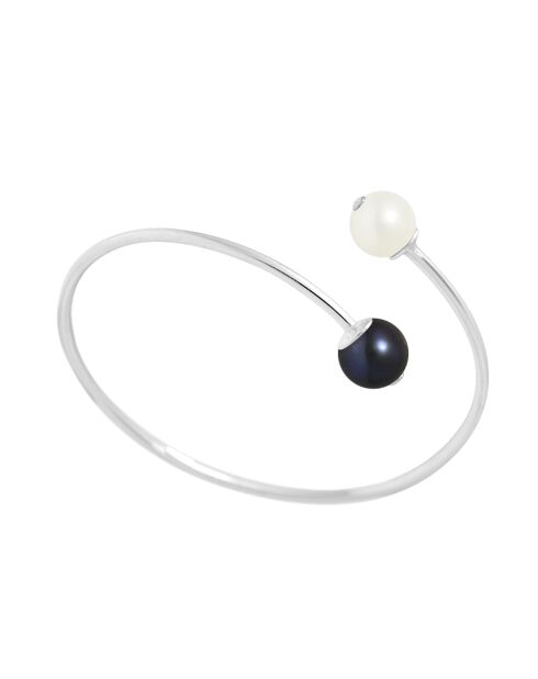 Bracelet Prestige Argent Perles d'Eau Douce noir/blanc