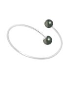 Bracelet Prestige Toi & Moi jonc Argent Perles de Tahiti noires