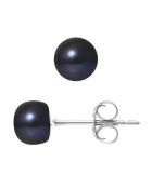 Boucles d'oreilles Argent Perles d'Eau Douce noires 6-7 mm