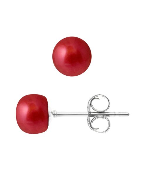 Boucles d'Oreilles Argent Perles d'Eau Douce cherry - 6-7 mm