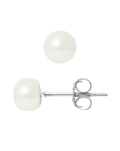 Boucles d'Oreilles Argent Perles d'Eau Douce blanc naturel - 6-7 mm