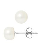 Boucles d'oreilles Pauline Argent Perles d'Eau Douce blanches 7-8 mm