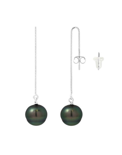 Boucles d'oreilles Maud Argent Perles de Tahiti noires