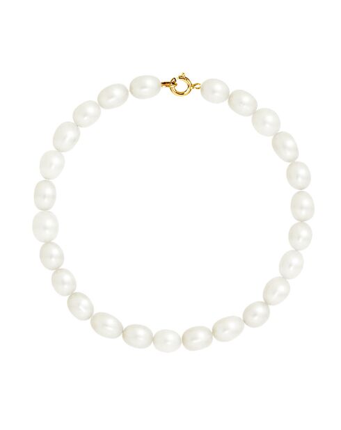 Bracelet Or Jaune Perles d'Eau Douce blanc naturel