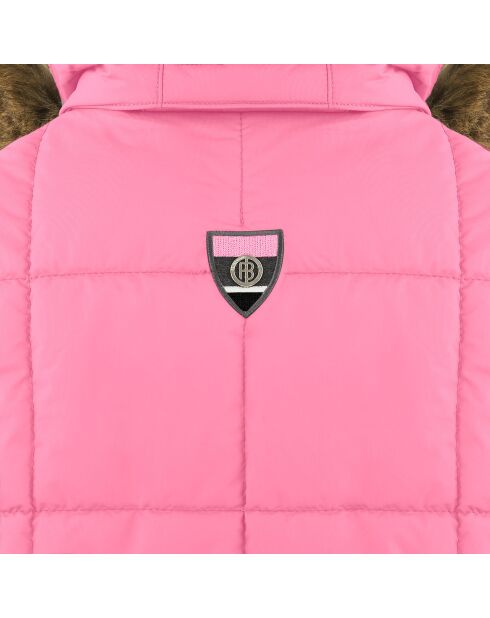 Doudoune de Ski vintage col fausse fourrure rose