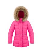 Doudoune de Ski chaude fausse fourrure amovible rose