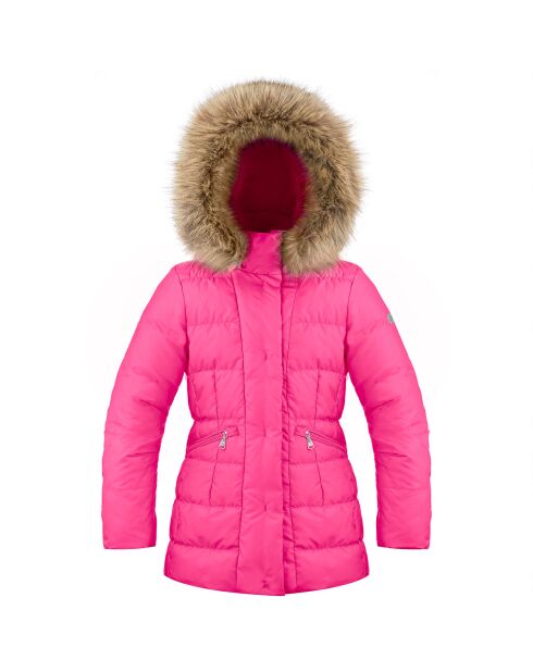 Doudoune de Ski chaude fausse fourrure amovible rose