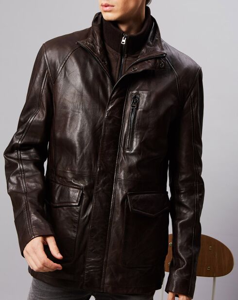 Veste en Cuir d'Agneau Fred marron