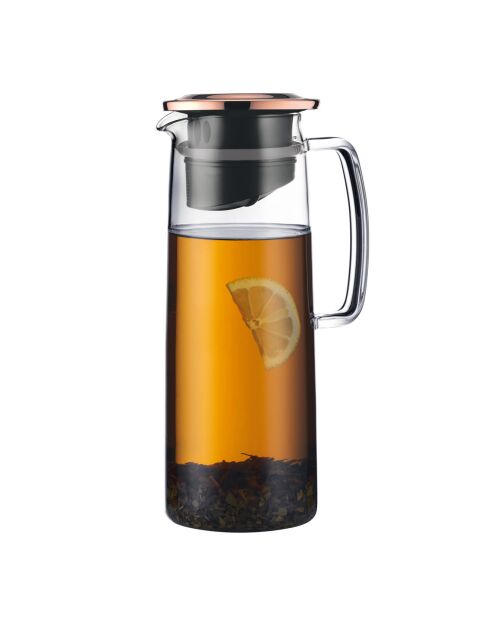 Infusor de vidrio, tapa con filtro Biasca de cobre - 1,2 l