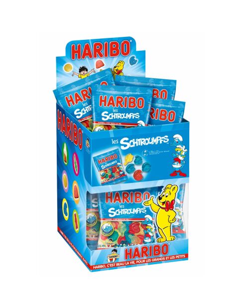 Caja de 30 bolsas de caramelos Mini Smurfs