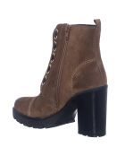 Stivaletti marroni in pelle di velluto - tacco 10 cm