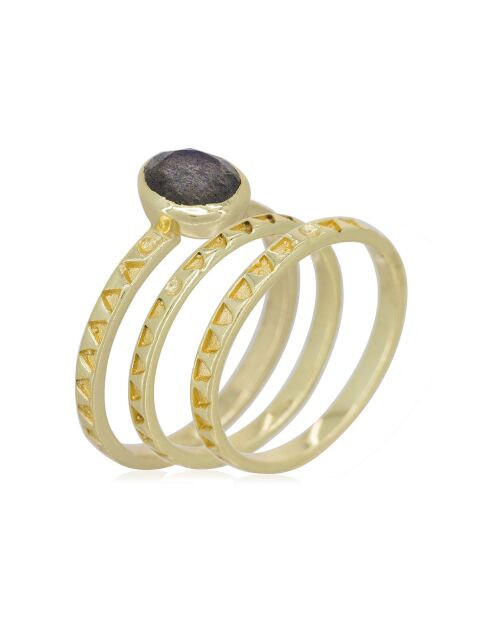 Bague triple Erika Labradorite en Laiton doré