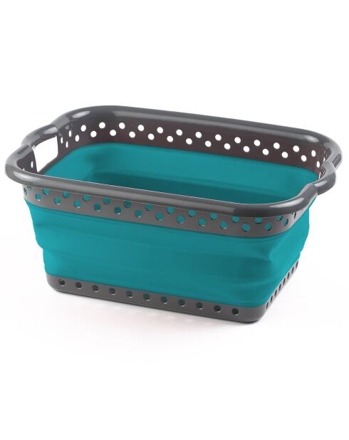 Panier à linge pliable gris/bleu - 54x39x24 cm