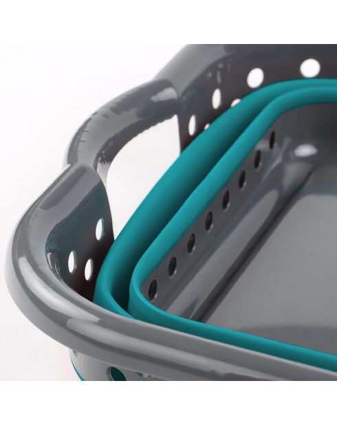 Cesto de ropa plegable gris/azul - 54x39x24 cm