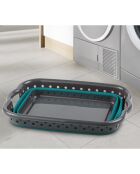 Panier à linge pliable gris/bleu - 54x39x24 cm