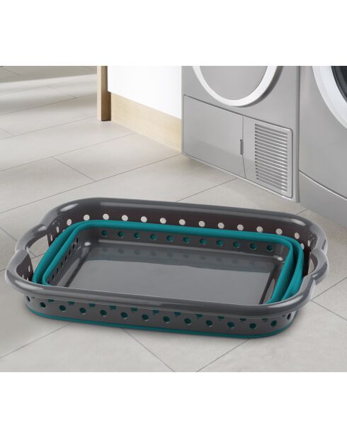 Panier à linge pliable gris/bleu - 54x39x24 cm