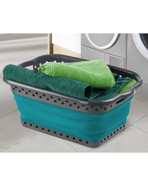 Cesto de ropa plegable gris/azul - 54x39x24 cm