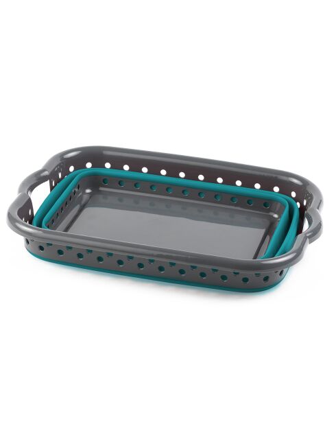 Panier à linge pliable gris/bleu - 54x39x24 cm