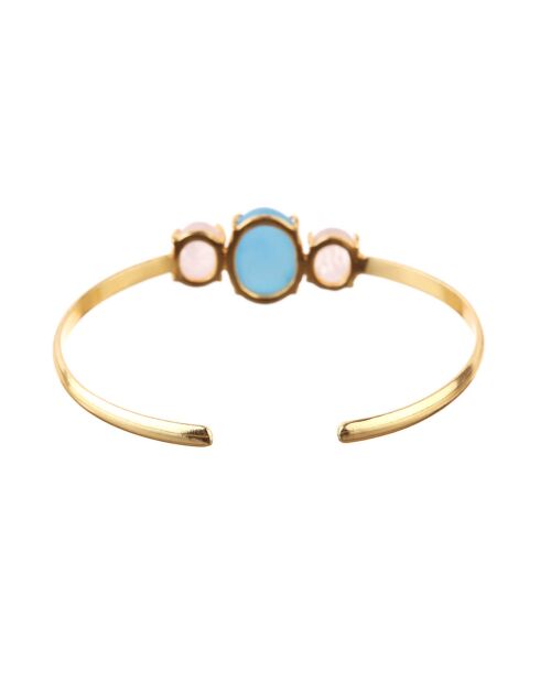 Bracelet Gladys Quartz & Onyx en laiton doré
