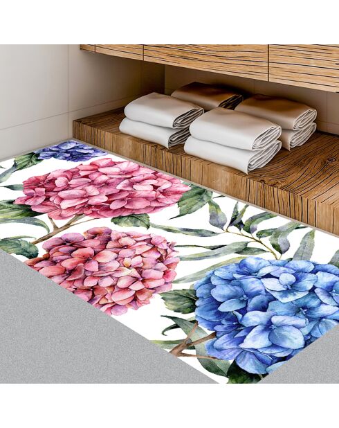 Tapis vinyle Hortensias multicolore - 50x140 cm