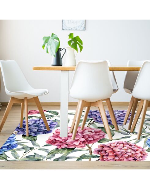 Mehrfarbiger Hortensien-Vinylteppich - 200x266 cm