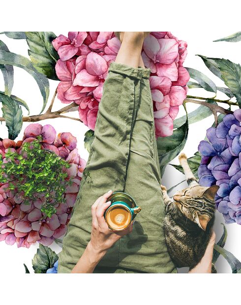 Mehrfarbiger Hortensien-Vinylteppich - 200x266 cm