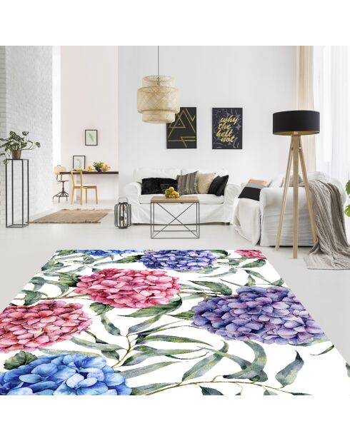 Tapis vinyle Hortensias multicolore - 200x266 cm