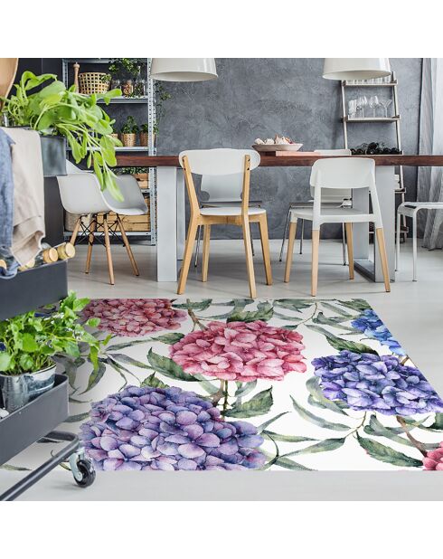 Mehrfarbiger Hortensien-Vinylteppich - 200x266 cm