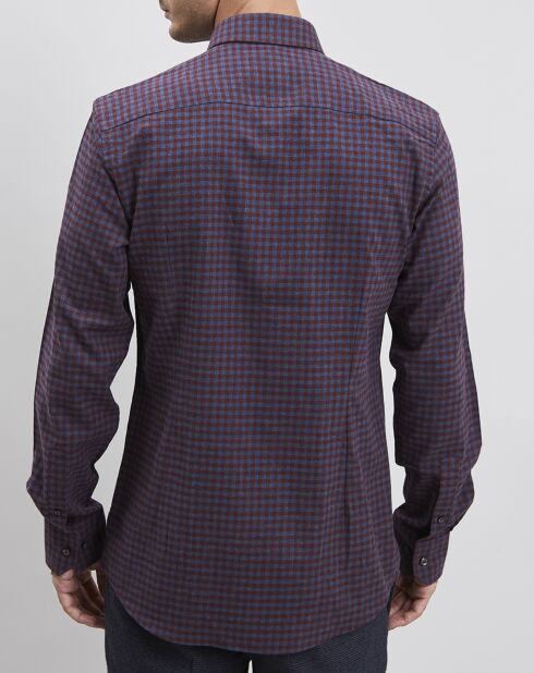 Chemise slim Warden imprimée micro carreaux bordeaux/bleu