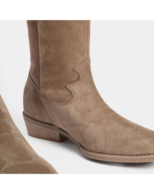 Bottes en Velours de Cuir On the rocks marron