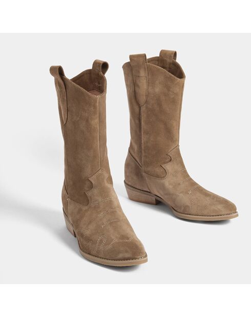 Bottes en Velours de Cuir On the rocks marron