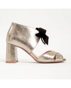 Movie Star gouden leren sandalen met hak van 8 cm