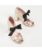 Movie Star gouden leren sandalen met hak van 8 cm