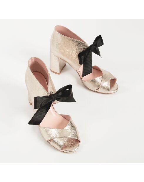 Movie Star gouden leren sandalen met hak van 8 cm