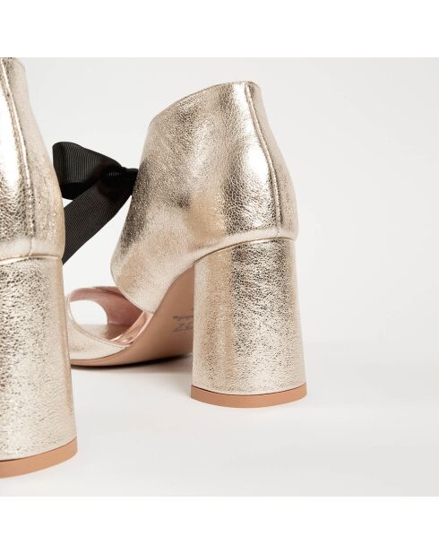 Movie Star gouden leren sandalen met hak van 8 cm