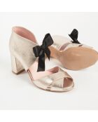 Movie Star gouden leren sandalen met hak van 8 cm