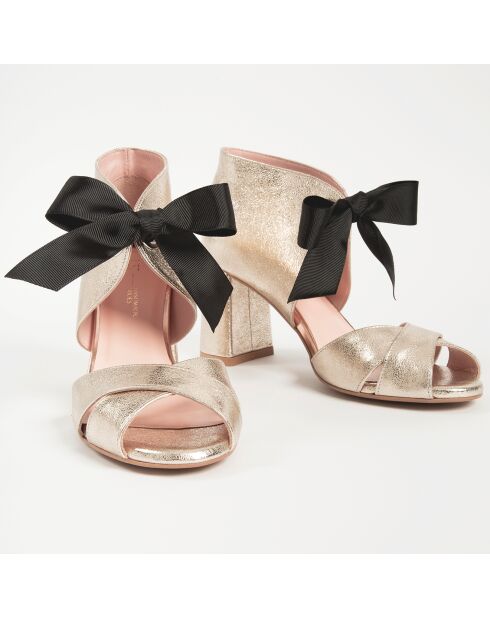 Movie Star gouden leren sandalen met hak van 8 cm