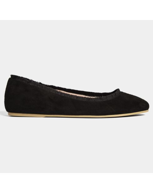 Ballerines en Velours de Cuir Cotton Candy noir